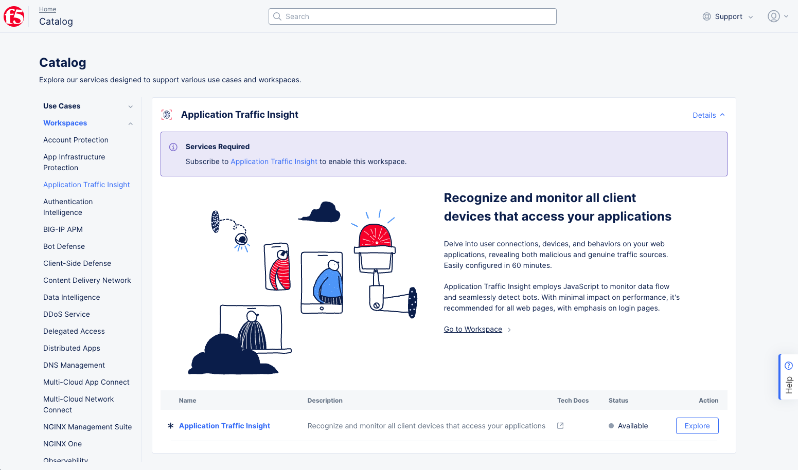 Figure: View the Catalog Workspaces