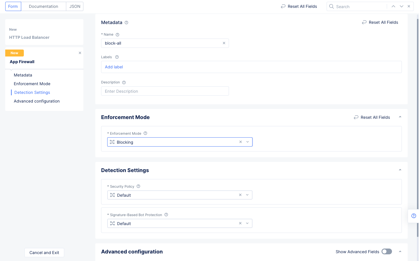 Figure: Default Blocking WAF