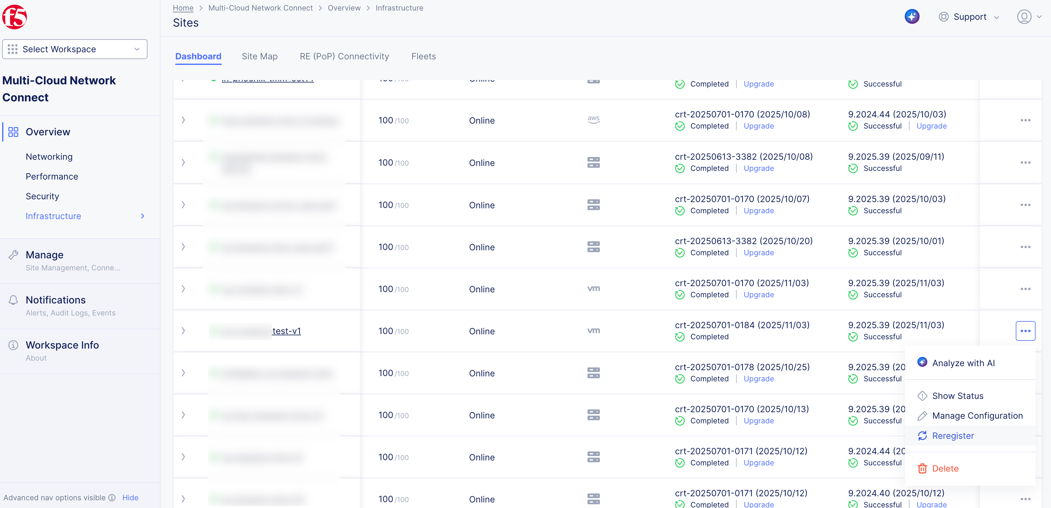 Figure: Site Factory Reset