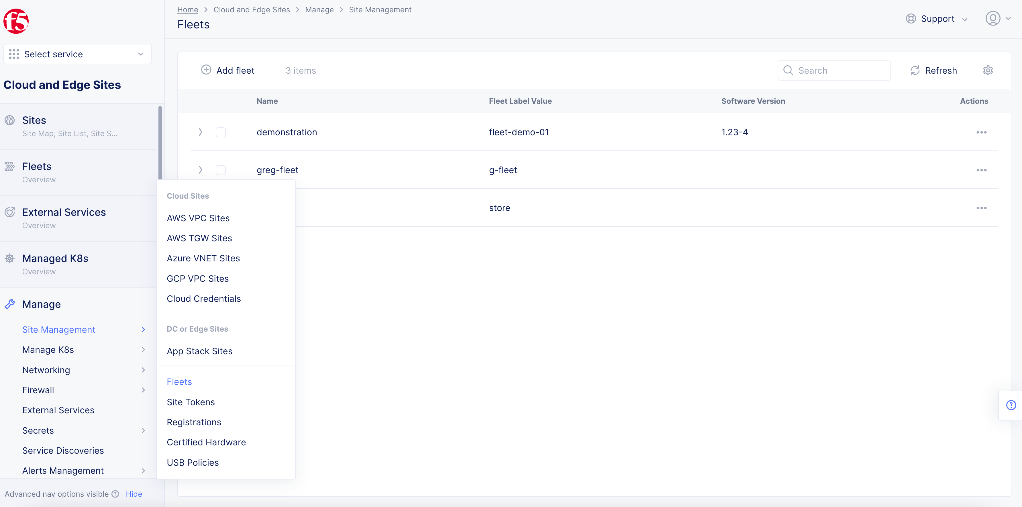 Figure: Navigate to Fleets