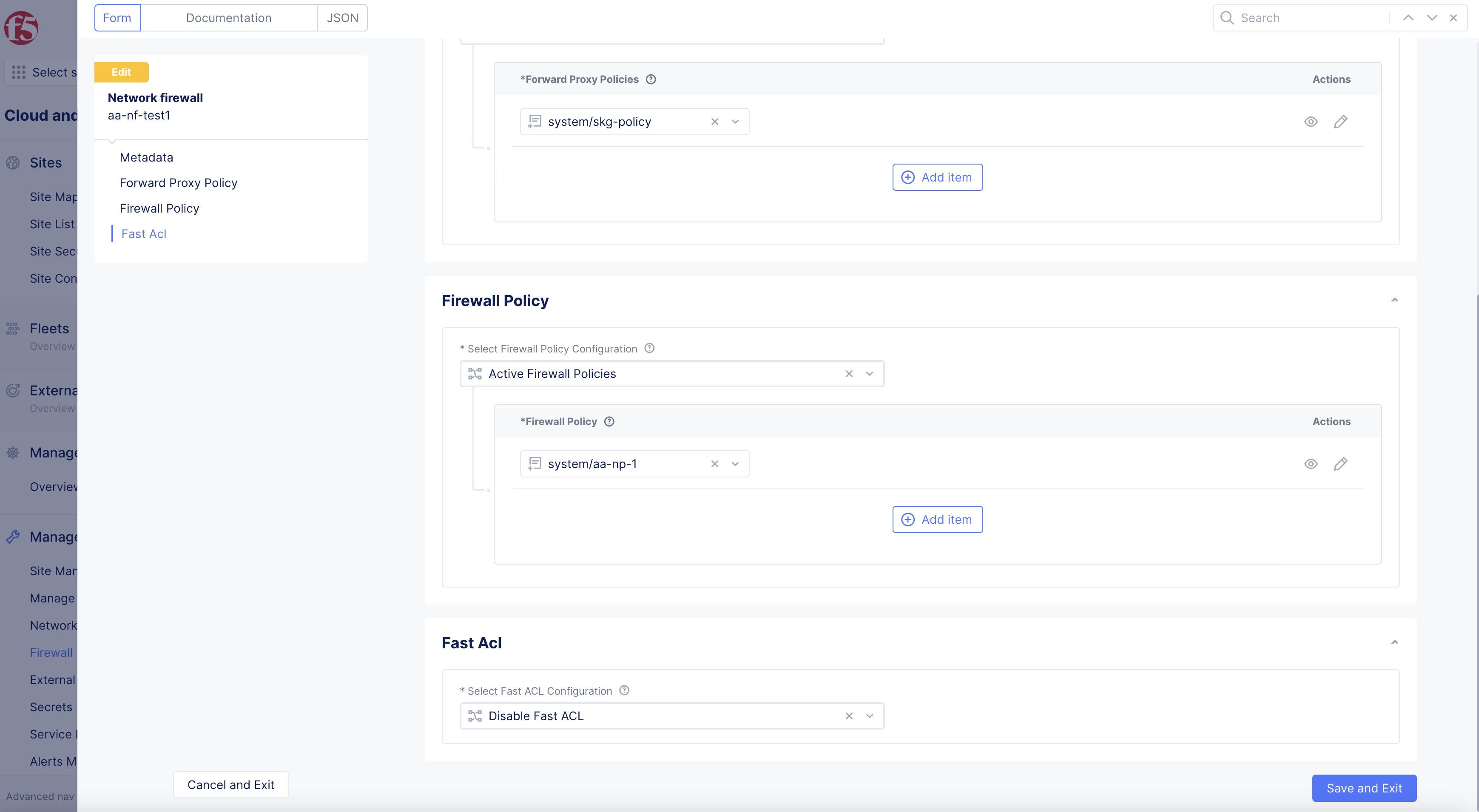 Figure: Edit Network Firewall